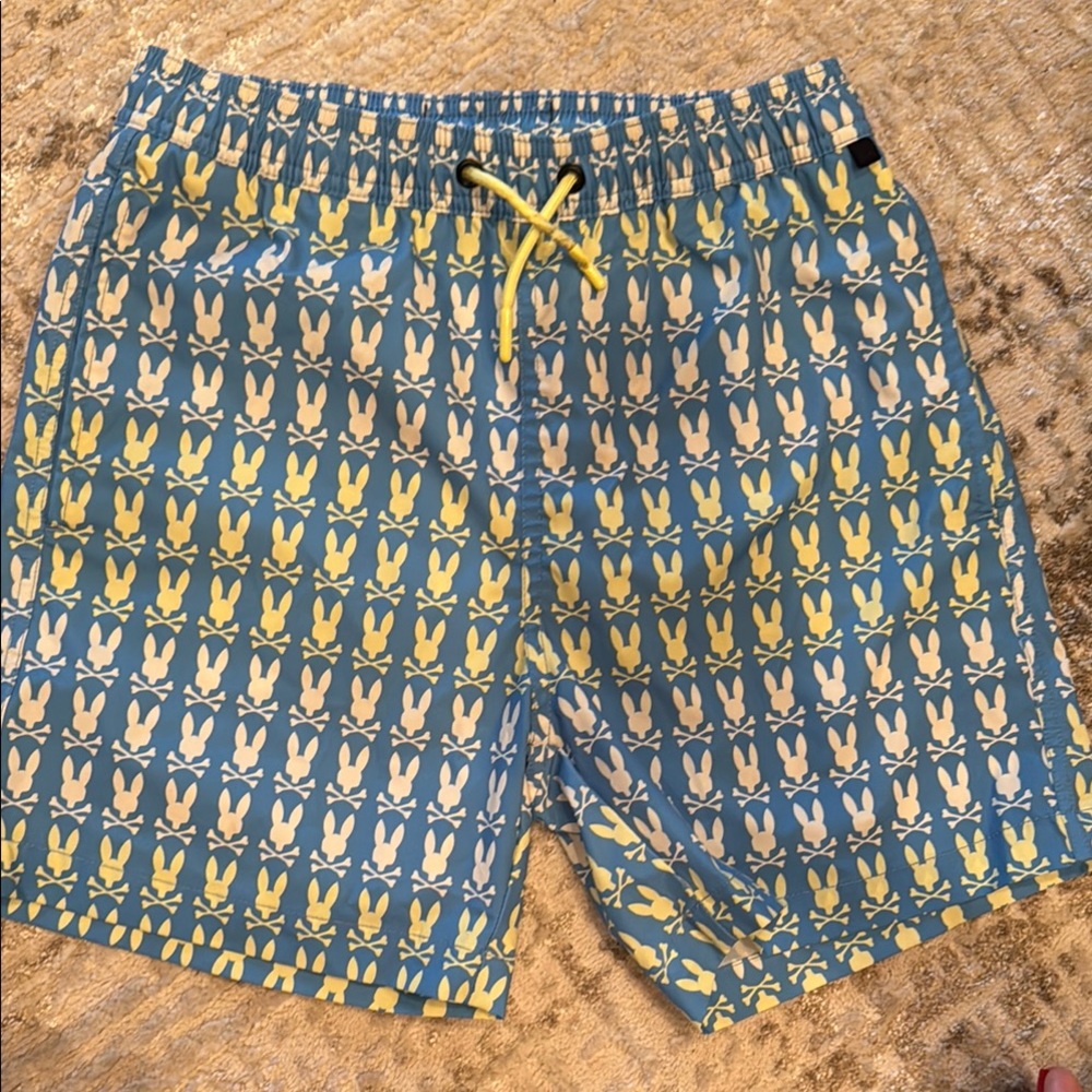 Psycho Bunny Boy’s Blue and Yellow Swim Shorts